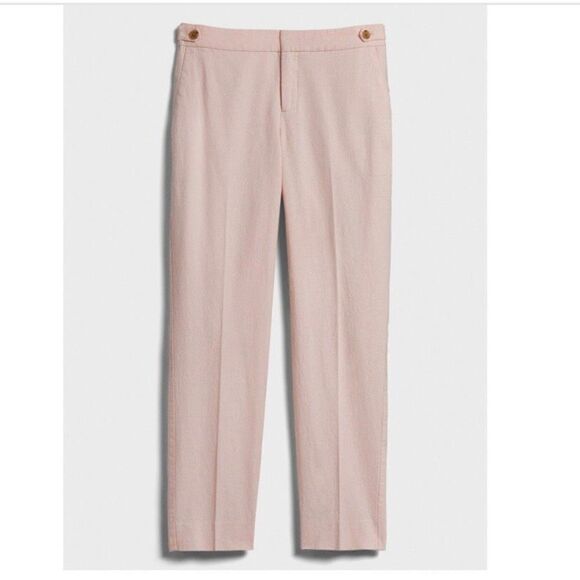 Sz 4P NWT Banana REPUBLIC FCTY Avery Linen Blend Mid‎ Rise Straight Ankle Pants - Picture 1 of 7